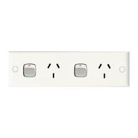 HPM Standard 10A Double Power Point Narrow Plate White