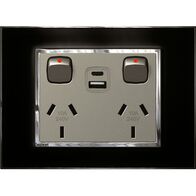 Arteor - Double powerpoint with USB ports Type A & C - Magnesium