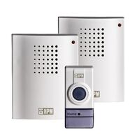 HPM Battery Operated Wireless Door Chime & Bell Press Kit with 2 Receivers 50m Range White