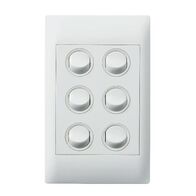 Excel Life - Common plate - Vertical rocker switch - Single Pole Double Throw 6 gang 16AX 240V a.c. white