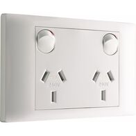 Excel Life - Common plate - Horizontal double powerpoint 2 gang 15A 240V a.c. white