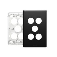 Excel Life EM Series Grid & Plate 5 Gang Matt Black