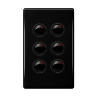 Excel Life 16A 2 Way Single Pole Double Throw Vertical Rocker Switch 6 Gang Black