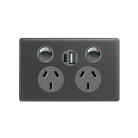 Excel Life 10A Double Powerpoint with Integrated USB Type A+C Chargers Urban Grey