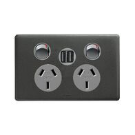 Excel Life 10A Double Powerpoint with Integrated USB Dual Type A Chargers Urban Grey