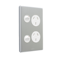 Excel Life Vertical Double Powerpoint Coverplate Matt Silver