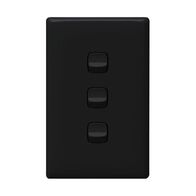 Linea - Vertical rocker switch - Single Pole Double Throw - 3 gang 2 way 240V a.c. black