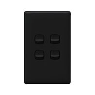 Linea - Vertical rocker switch - Single Pole Double Throw - 4 gang 2 way 240V a.c. black