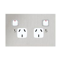 Architectural metal - Horizontal double powerpoint 2 gang 10A 240V a.c. white stainless steel plate