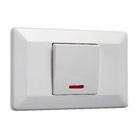 Como - Horizontal Single Pole Double Throw -rocker Switch 1 gang 15A 240V a.c. with neon white