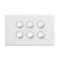 Excel Life 16A Single Pole Double Throw Horizontal Rocker Switch 6 Gang Gloss White