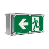 Weatherproof 32m LED Exit sign - single sided running man left with lithium battery