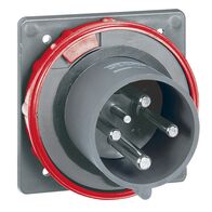 HYPRA - IEC industrial IP66/67 straight panel appliance inlet 3P+N+E 415V a.c. 63A grey