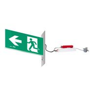 E3 LED Exit Sign - Recessed with remote gear and lithium battery - Stainless steel wall plate on the right - Single Sided - Running man left - Galaxy