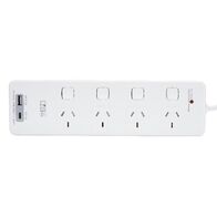 HPM General Purpose 4 Outlet USB Type A&C Charging Switched Powerboard White