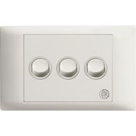 Excel Life - Medical - Common plate - Horizontal rocker switch - Single Pole Double Throw - antimicrobial & chemical resistant 3 gang 16AX 240V a.c. white