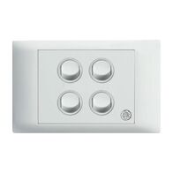 Excel Life - Medical - Common plate - Horizontal rocker switch - Single Pole Double Throw - antimicrobial & chemical resistant 4 gang 16AX 240V a.c. white