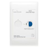 Excel Life - Medical - Common plate - RCD plate 10mA - with power available - antimicrobial & chemical resistant RCD switch with circuit ID - white