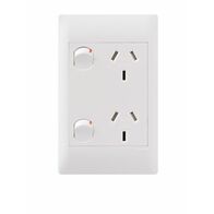 Excel Life - Common plate - Vertical double powerpoint 2 gang 10A 240V a.c. white