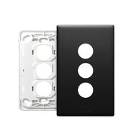 Excel Life EM Series Grid & Plate 3 Gang Matt Black