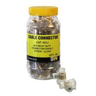 HPM 40A 1 Screw Heavy Duty Insulated and Earth Cable Connector 6mm Hole Clear - 100 Pack