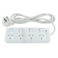 HPM General Purpose 4 Outlet 175J Surge Protected Switched Powerboard White