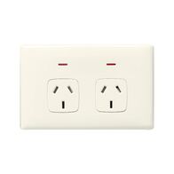 Linea Horizontal double powerpoint 2 gang 10A 240V a.c. autoswitch cream