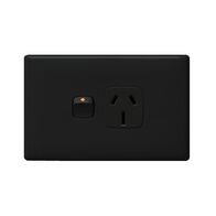 Linea - Horizontal single powerpoint 1 gang 15A 240V a.c. black