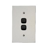 Architectural metal - Vertical rocker switch Single Pole Double Throw - 2 gang 2 way 10A 240V a.c. black stainless steel plate