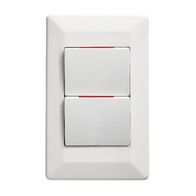 Como - Vertical Single Pole Double Throw - rocker Switch 2 gang 10A 240V a.c. with red line white