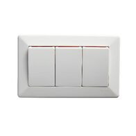 Como - Horizontal Single Pole Double Throw - rocker Switch 3 gang 10A 240V a.c. with red line white