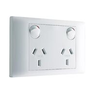 Excel Life - Common plate - Horizontal double powerpoint 2 gang double pole 15A 240V a.c. with 2 extra holes white