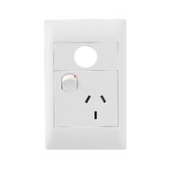 Excel Life - Common plate - Vertical single powerpoint 1 gang 10A 240V a.c. with extra hole white