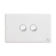 Excel Life 16AX Single Pole Double Throw Weatherproof Horizontal Rocker Switch 2 Gang Gloss White