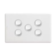 Excel Life 16A Single Pole Double Throw Horizontal Rocker Switch 5 Gang Gloss White