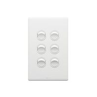 Excel Life 16A 2 Way Single Pole Double Throw Vertical Rocker Switch 6 Gang Matt White