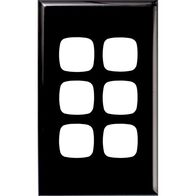 HPM Standard 6 Gang Rectangle Switch Cover Plate Black