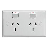 HPM Standard 10A Double Pole Double Power Point White