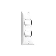 HPM Standard 10A 2 Gang 2 Way Architrave Switch White