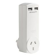 HPM 10A Single Adaptor with Twin USB Charger