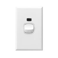 Excel - Vertical heavy duty rocker switch 1 gang 2 way double pole 40A 240V a.c. with neon white