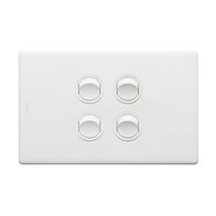 Excel Life 16A Single Pole Double Throw Horizontal Rocker Switch 4 Gang Matt White