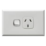 Excel - Powerpoint 1 gang 10A 240V a.c. with safety shutters gloss white