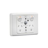 2000 Series, RCD Protected Twin Switch Socket Outlet, 250V, 10A, 2 Pole, 30mA RCD - Red