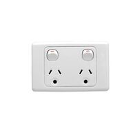 2000 Series, Twin Switch Socket Outlet, 250V, 10A, Round Earth Pin - Black