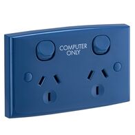 Standard Series, Switched Socket, Twin P/Prt "Comp Only" - Dark Blue
