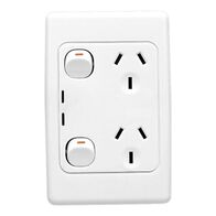 2000 Series, Twin Switch Socket Outlet, 250V, 10A, Vertical, Indicator - Red