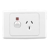 2000 Series, Single Switch Socket Outlet, 250V, 10A, Indicator - Red