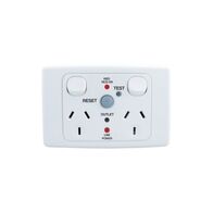 2000 Series, RCD Protected Twin Switch Socket Outlet, 250V, 10A, 2 Pole, 10mA RCD - Red