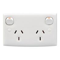 Standard Series, Twin Switch Socket Outlet, 250V, 10A, Standard Size, 2 Pole - Red